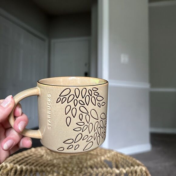 Starbucks Coffee Company 2013 Brown 14oz Leaves Leaf 3 1/2" Tall Mug - Picture 6 of 8